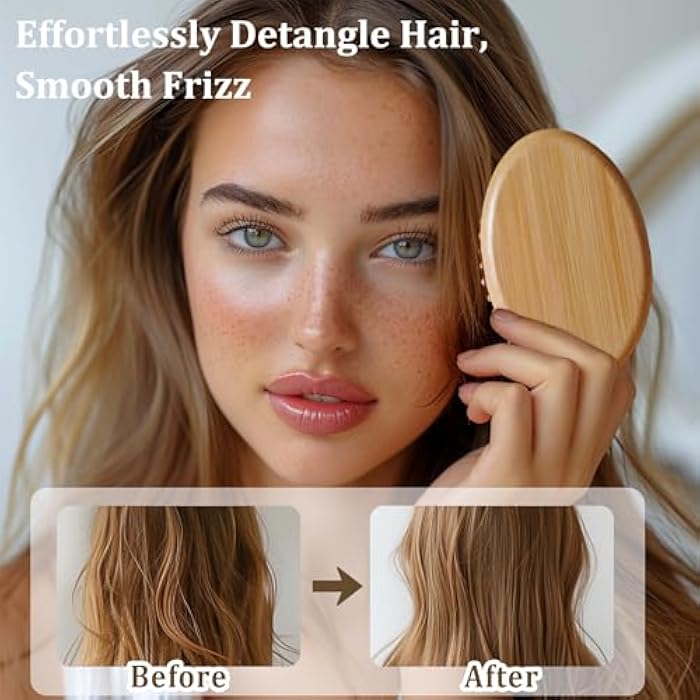 Zoolinn Bamboo Hair Brush for Detangling & Scalp Massaging, Air Cushion Brush for Women, Men & Kids – Suitable for All Hair Types, Natural Wooden Design - Image 5